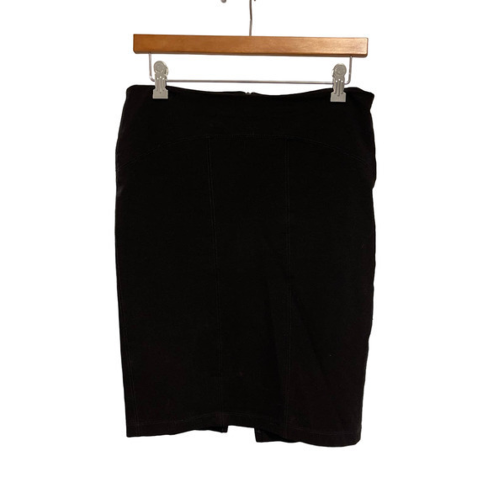 Karen Kane Black Stretch Knit Pencil Skirt Size S Made in USA High Waist Slit